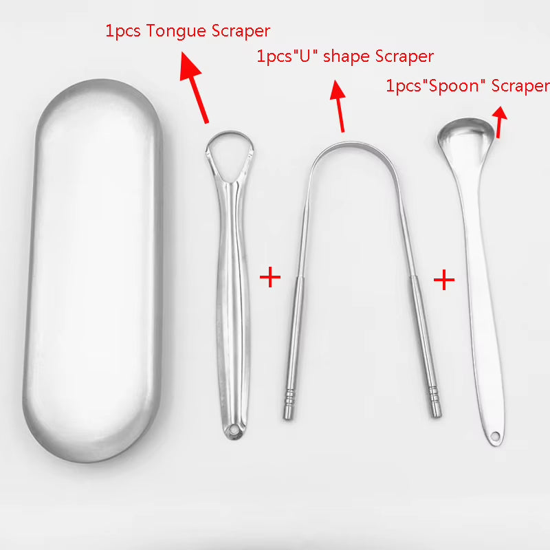 Fresh Breath Stainless Steel Oral Tongue Cleaner Tongue Scraper